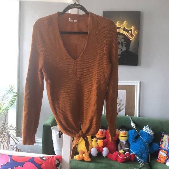 Anthropologie Moth sweater burnt orange v neck women’s sweater Size S pre-owned - Picture 7 of 8